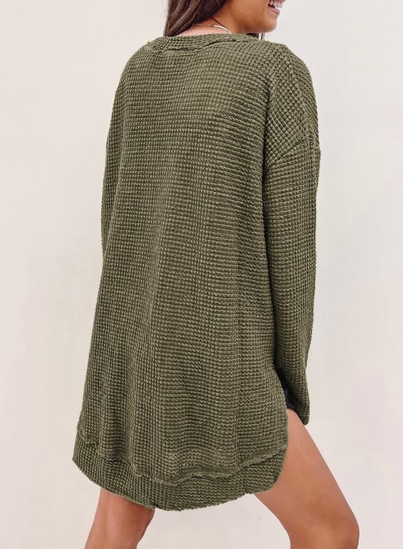 Oversized Waffelstrick-Oberteil für Damen (2 kaufen, kostenloser Versand)