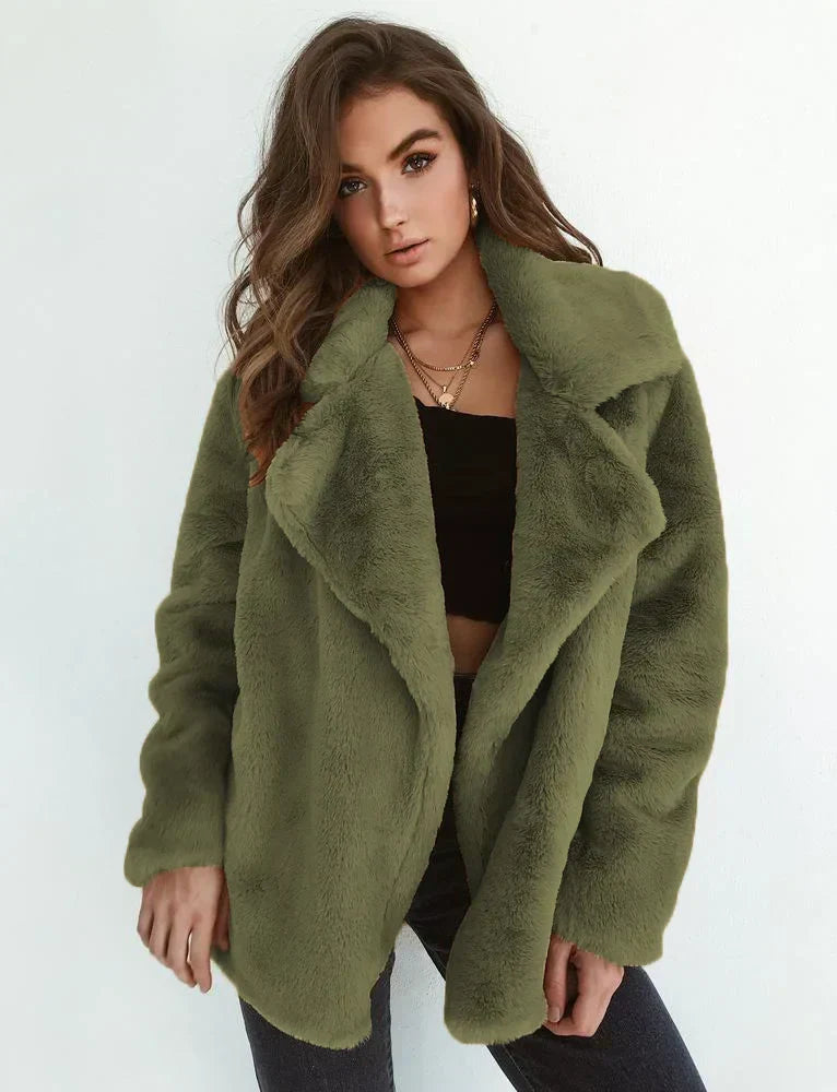 Damen-Fleecejacke mit Plüschfutter aus Wolle