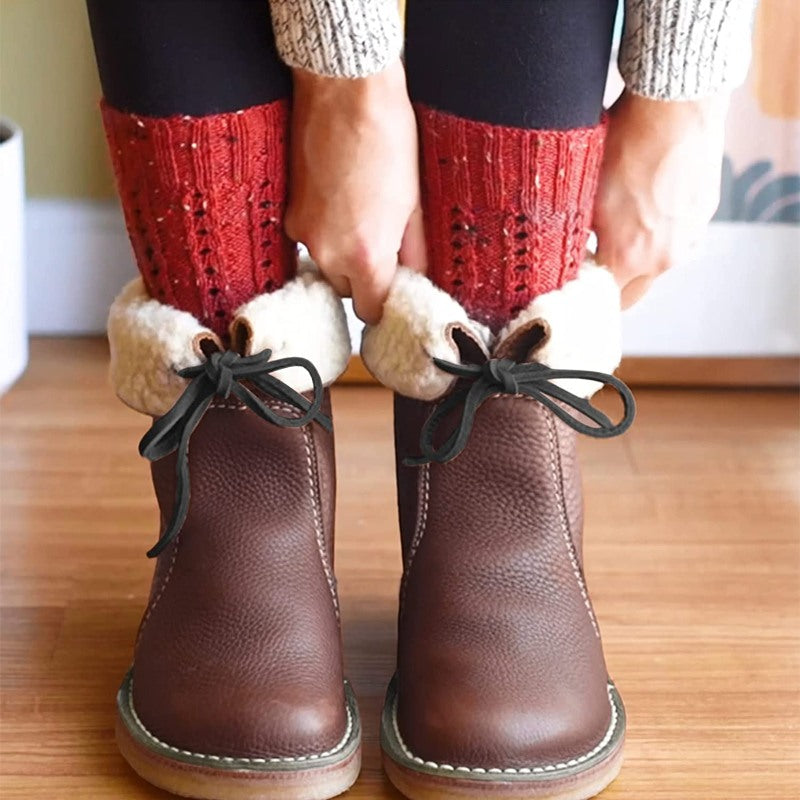 Wasserdichte, wollgefütterte orthopädische Leder-Schneestiefel