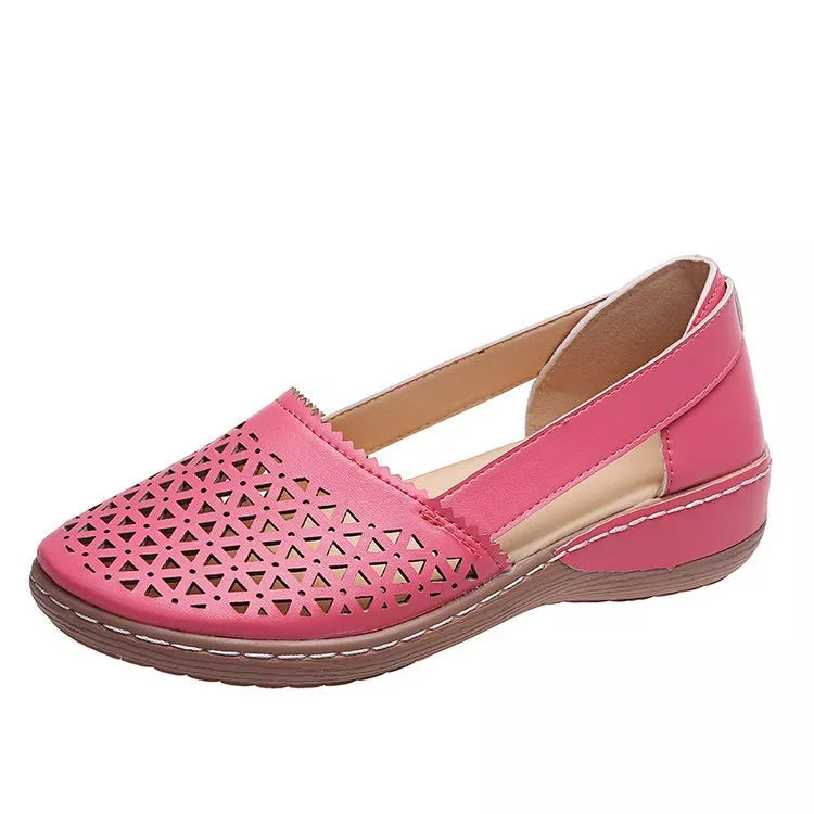 Damen Wedges Orthopädische Ausgeschnittene PU Sommer Vintage Sandalen