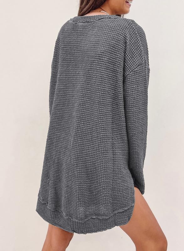 Oversized Waffelstrick-Oberteil für Damen (2 kaufen, kostenloser Versand)