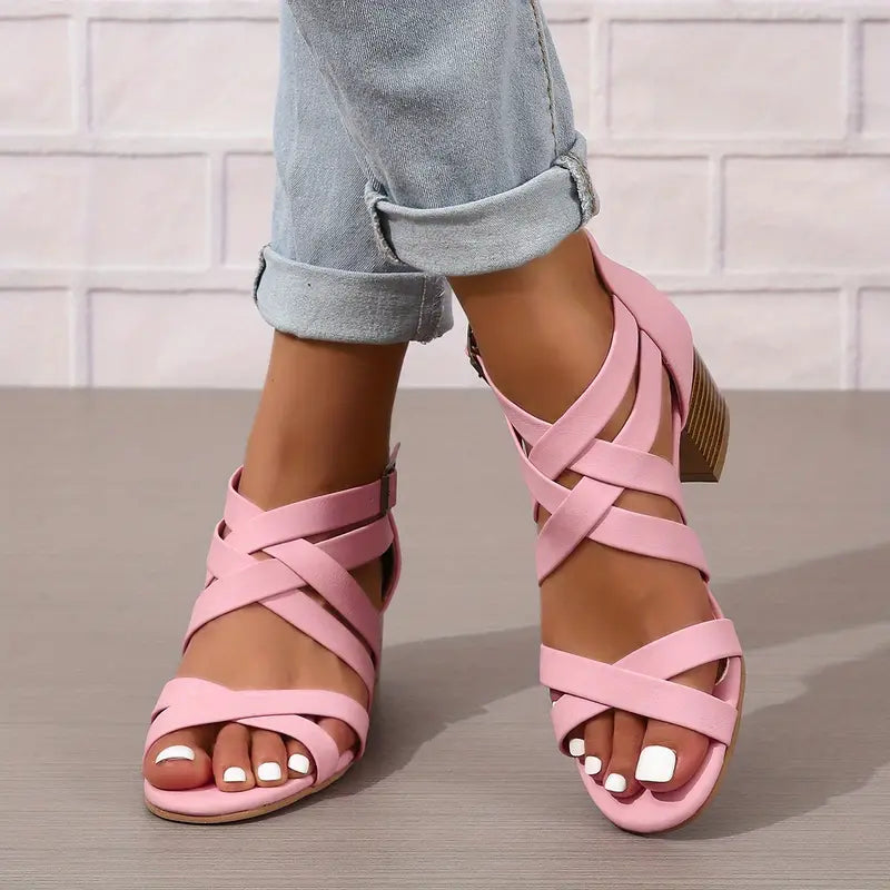 Orthopädische Retro-Sandalen mit Blockabsatz für Damen
