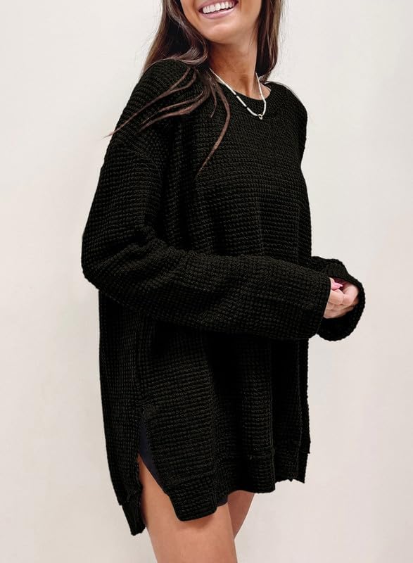 Oversized Waffelstrick-Oberteil für Damen (2 kaufen, kostenloser Versand)