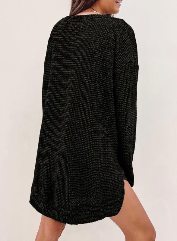 Oversized Waffelstrick-Oberteil für Damen (2 kaufen, kostenloser Versand)