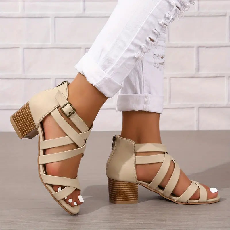 Orthopädische Retro-Sandalen mit Blockabsatz für Damen