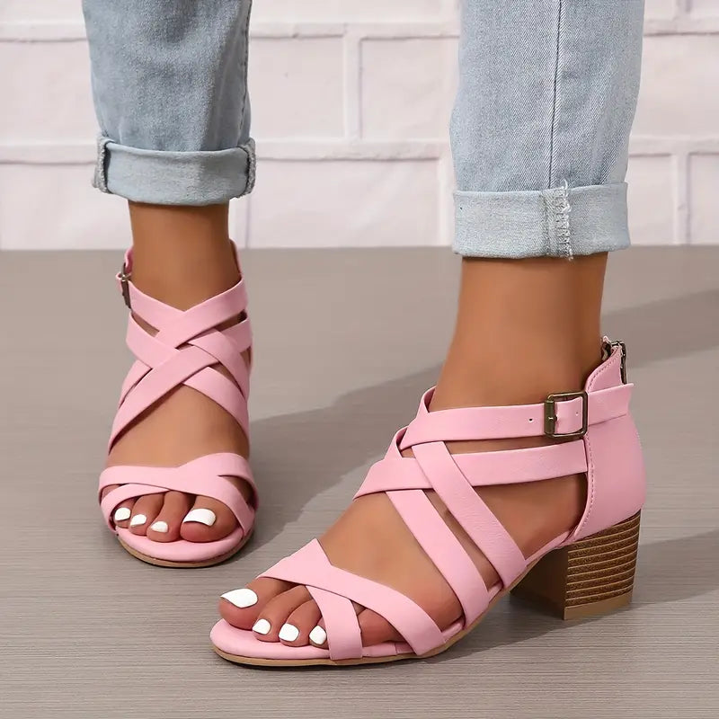Orthopädische Retro-Sandalen mit Blockabsatz für Damen