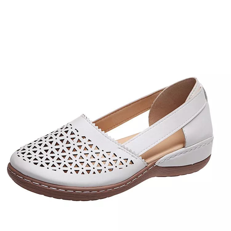 Damen Wedges Orthopädische Ausgeschnittene PU Sommer Vintage Sandalen