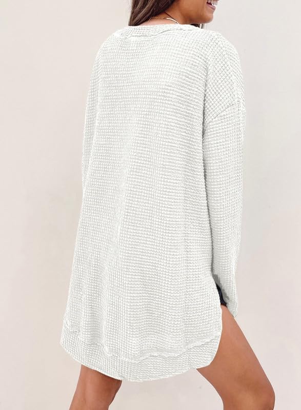 Oversized Waffelstrick-Oberteil für Damen (2 kaufen, kostenloser Versand)