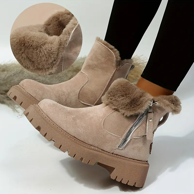 Gefütterte Martin-Stiefeletten mit Reißverschluss für Damen ( 2 KAUFEN, VERSAND KOSTENLOS )