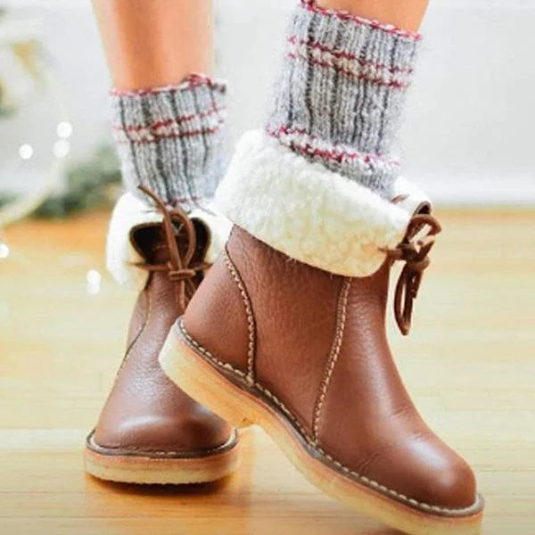 Wasserdichte, wollgefütterte orthopädische Leder-Schneestiefel