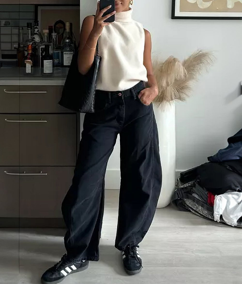 High Stretch Mid-Rise Barrel Jeans Fashion Weite Beinform (Kaufe 2, Versandkostenfrei)