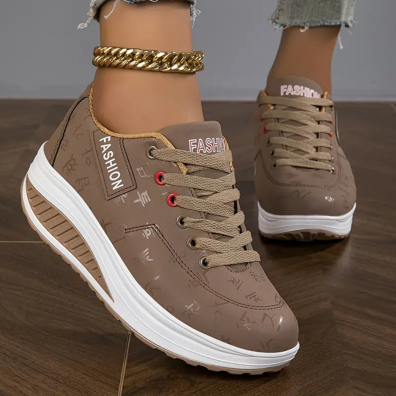 Orthopädische Plateau-Sneaker für Damen aus atmungsaktivem Material im Freizeit-Look