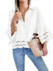 Damen-Bluse mit Ösenstickerei (2 kaufen, kostenloser Versand)
