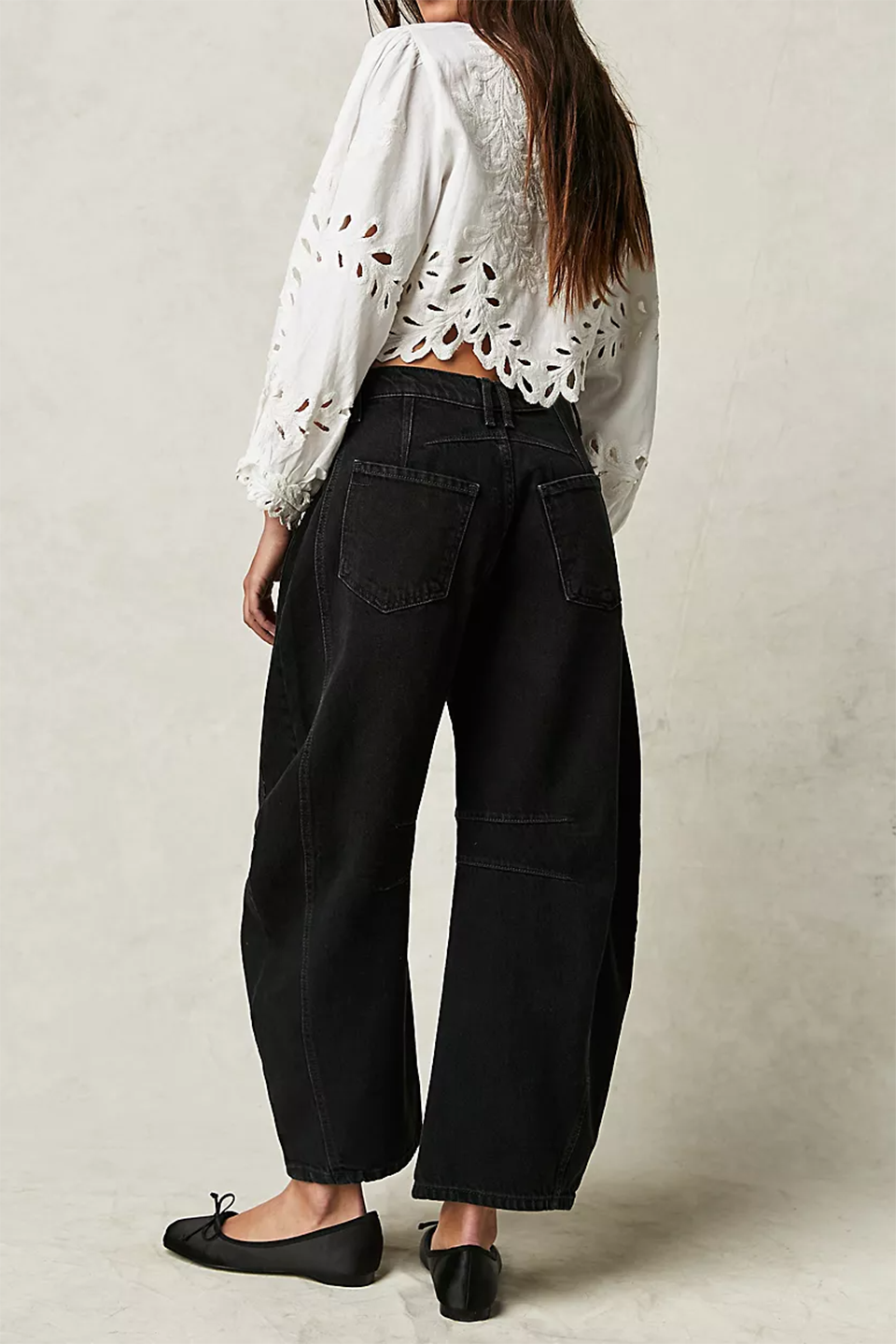 High Stretch Mid-Rise Barrel Jeans Fashion Weite Beinform (Kaufe 2, Versandkostenfrei)
