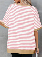 Damen Oversized Gestreifte T-Shirts (3 kaufen, kostenloser Versand)