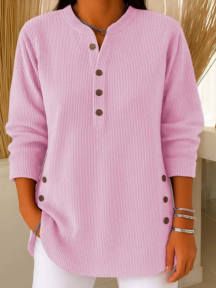 Damen einfarbiger Rundhals-Langarm-Freizeitstrickpullover