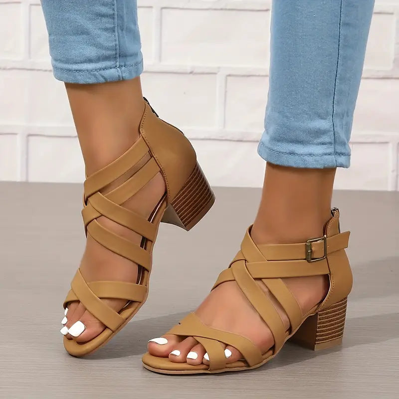 Orthopädische Retro-Sandalen mit Blockabsatz für Damen