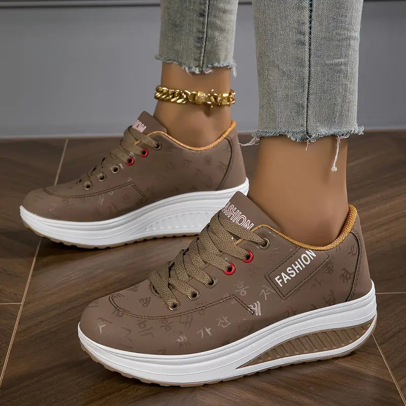 Orthopädische Plateau-Sneaker für Damen aus atmungsaktivem Material im Freizeit-Look