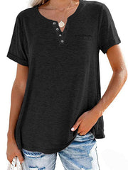 Einfarbiges T-Shirt mit Kurzarm und Tasche (3 kaufen, kostenloser Versand)