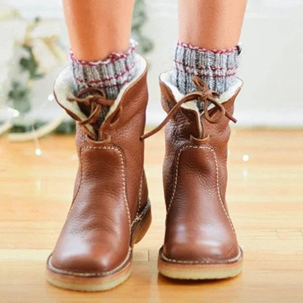 Wasserdichte, wollgefütterte orthopädische Leder-Schneestiefel