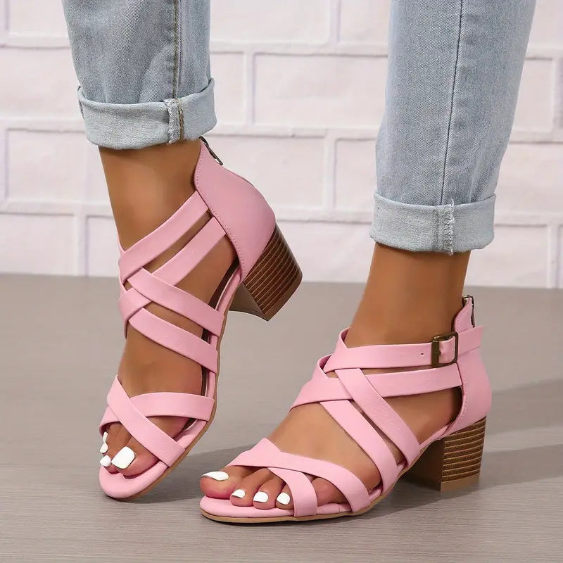 Orthopädische Retro-Sandalen mit Blockabsatz für Damen