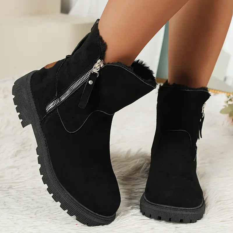 Gefütterte Martin-Stiefeletten mit Reißverschluss für Damen ( 2 KAUFEN, VERSAND KOSTENLOS )