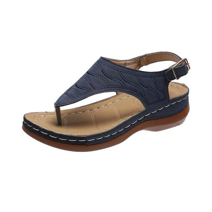 Bestickte Orthopädische Bequeme Hausschuhe Keilsandalen, Gehende Ledersandalen