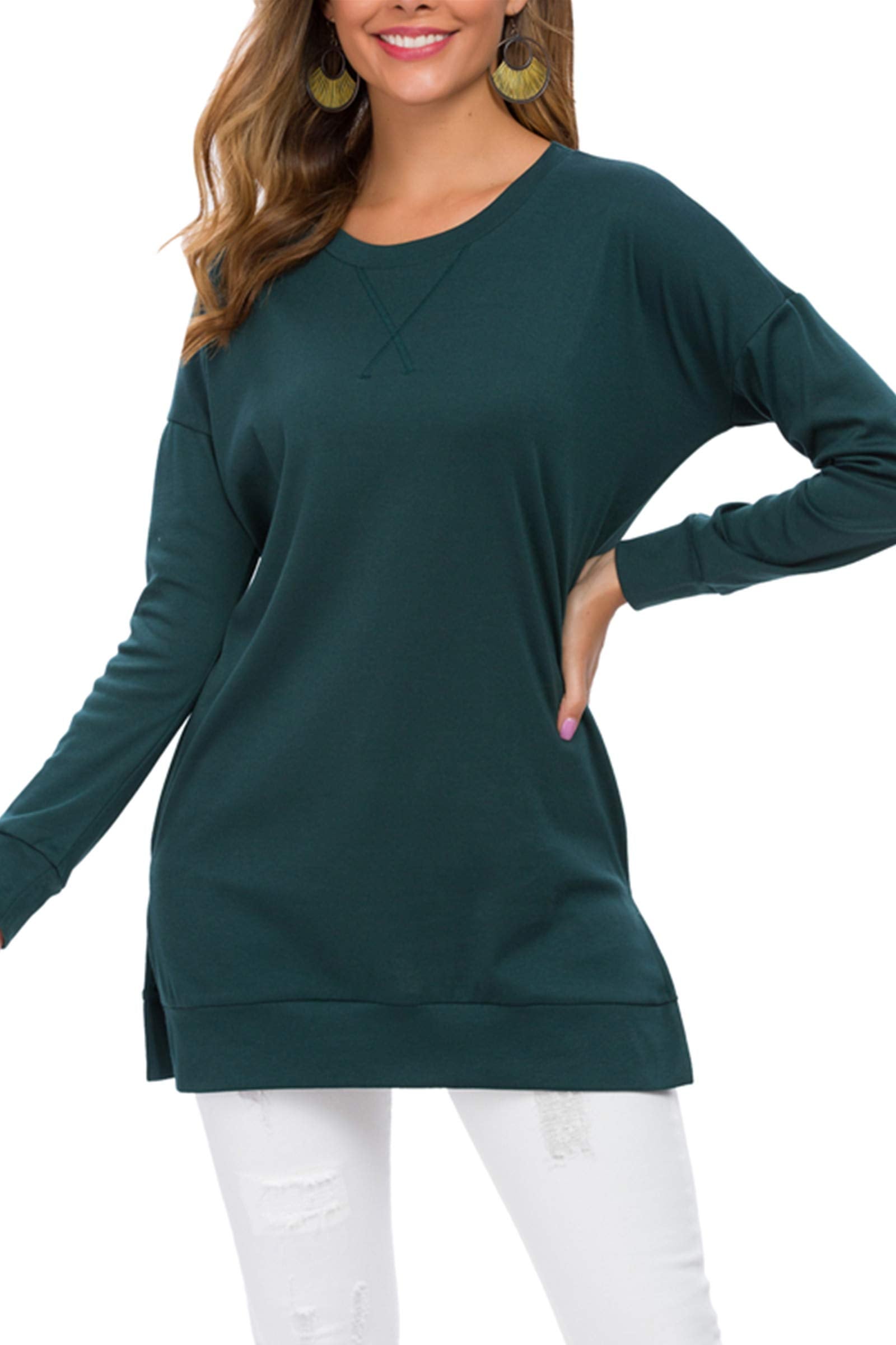 Damen Langarm Oberteile mit Seitenschlitz (3 kaufen, Versand gratis)
