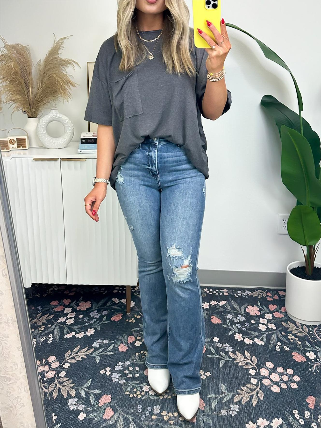 Damen-T-Shirt mit offener Kante, kastenförmiger Schnitt (3 kaufen, kostenloser Versand)