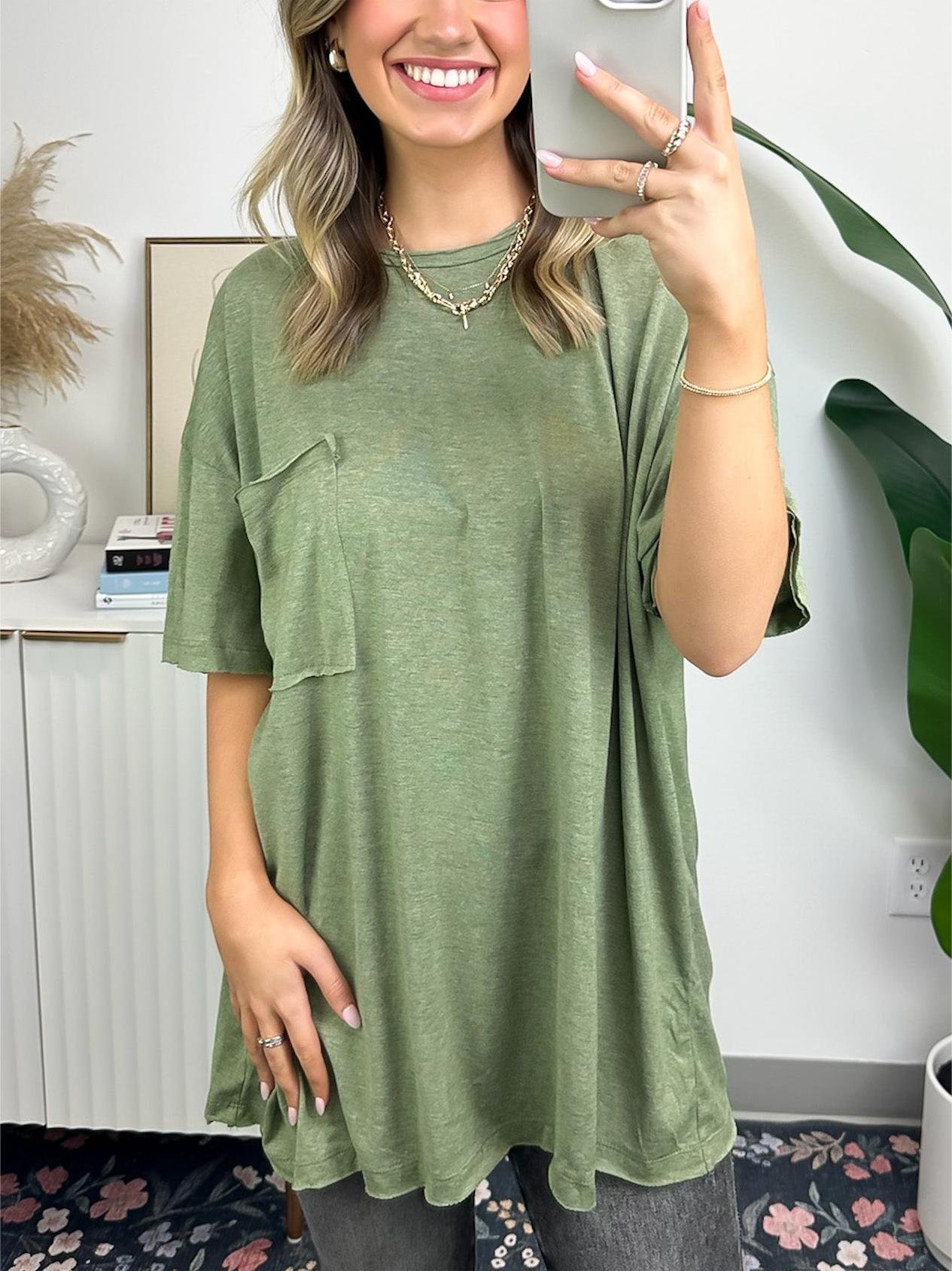 Damen-T-Shirt mit offener Kante, kastenförmiger Schnitt (3 kaufen, kostenloser Versand)