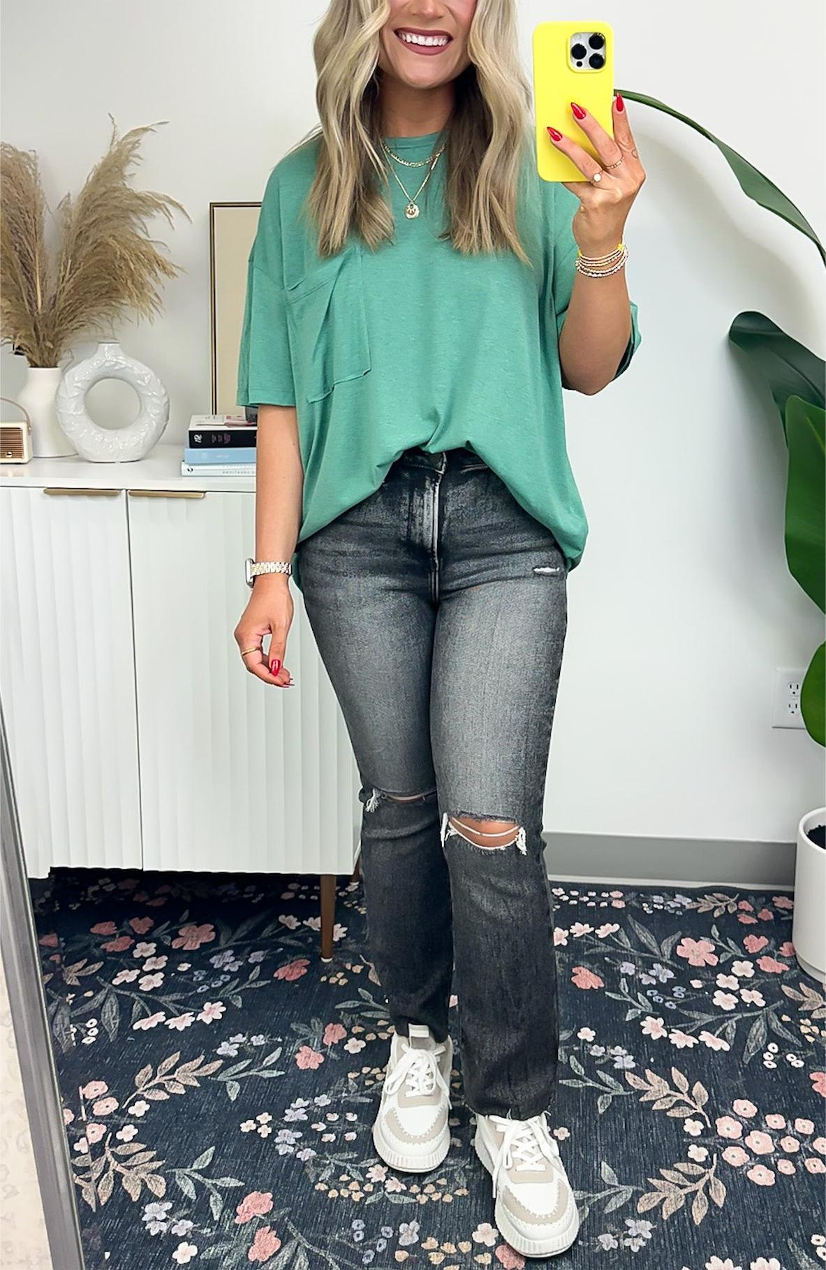Damen-T-Shirt mit offener Kante, kastenförmiger Schnitt (3 kaufen, kostenloser Versand)