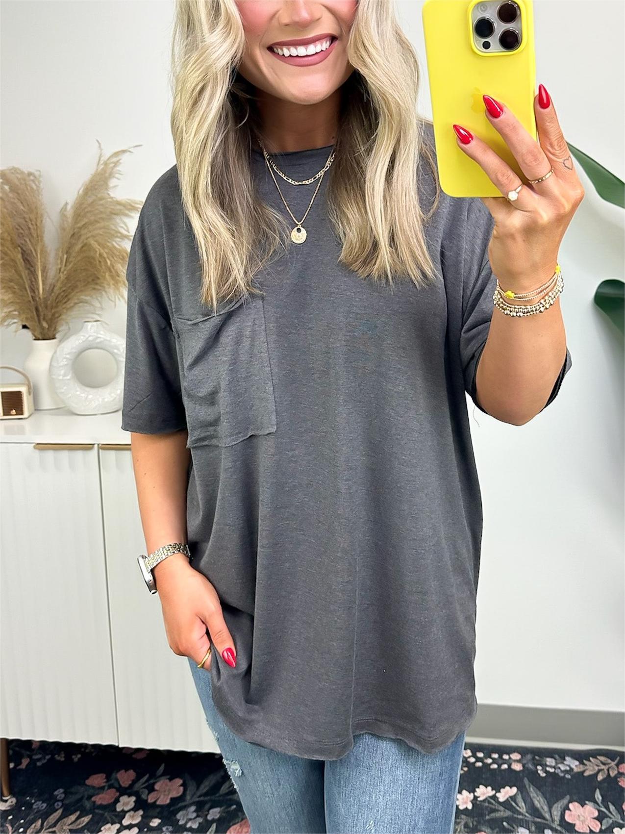 Damen-T-Shirt mit offener Kante, kastenförmiger Schnitt (3 kaufen, kostenloser Versand)