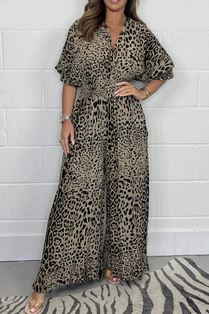 Leopard gemusterter lässiger lockerer Overall