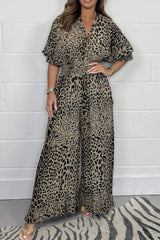Leopard gemusterter lässiger lockerer Overall
