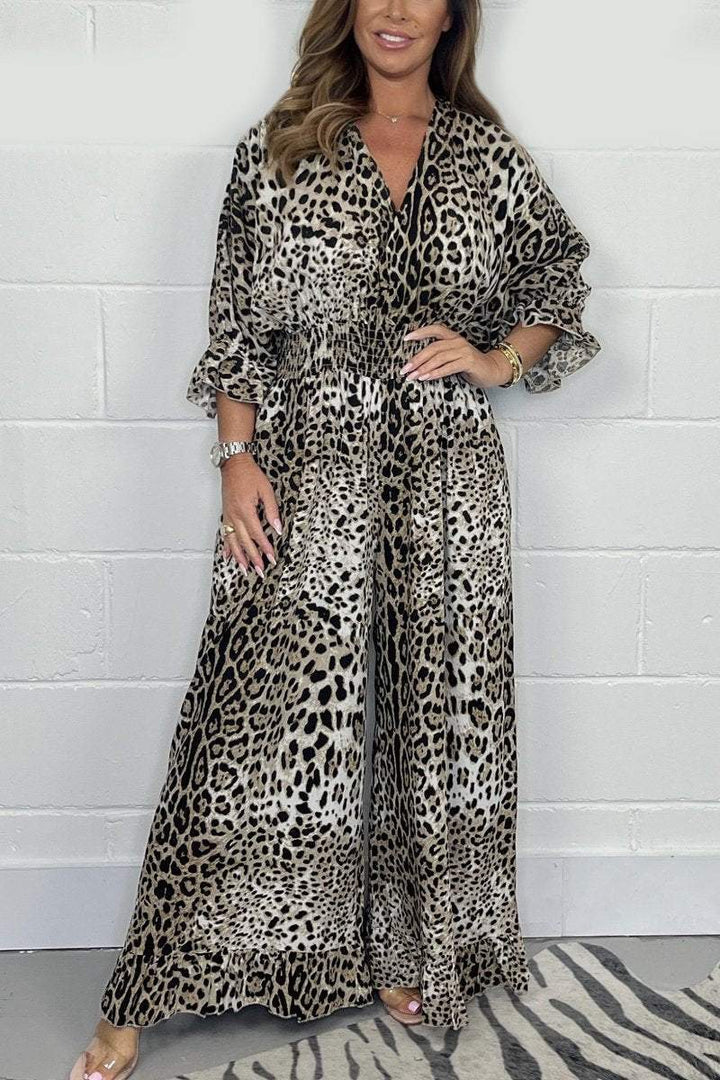 Leopard gemusterter lässiger lockerer Overall