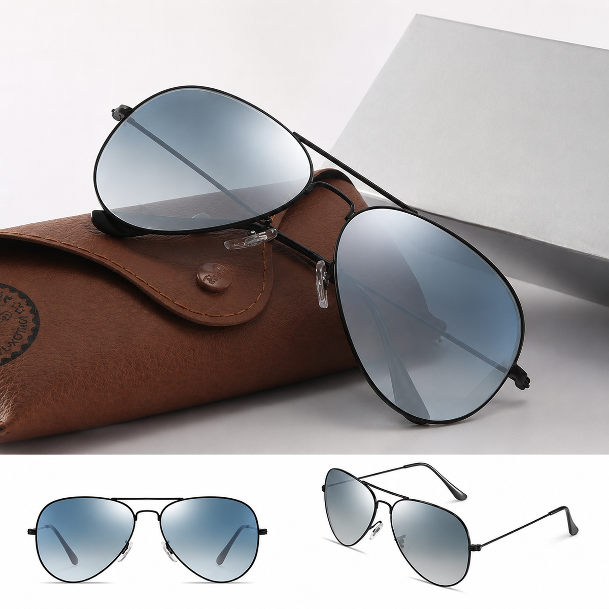 Classic Aviator Sunglasses with Glass Lenses