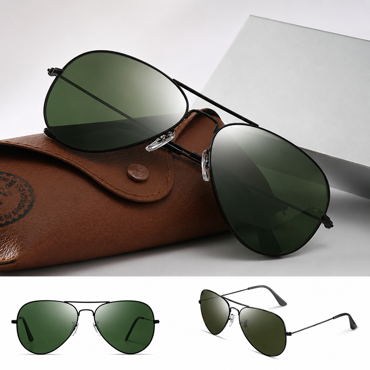 Classic Aviator Sunglasses with Glass Lenses
