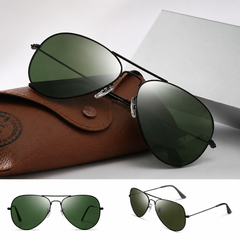 Classic Aviator Sunglasses with Glass Lenses