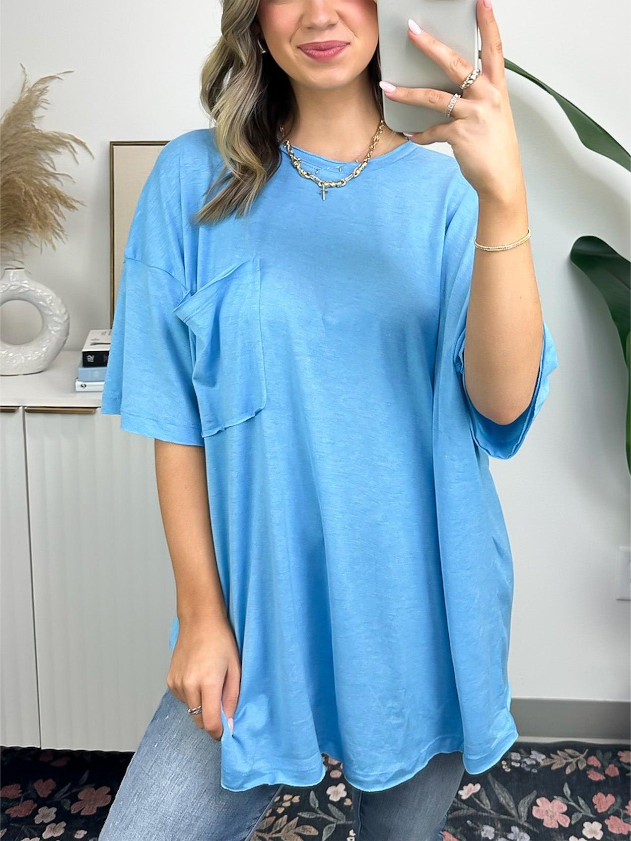 Damen-T-Shirt mit offener Kante, kastenförmiger Schnitt (3 kaufen, kostenloser Versand)