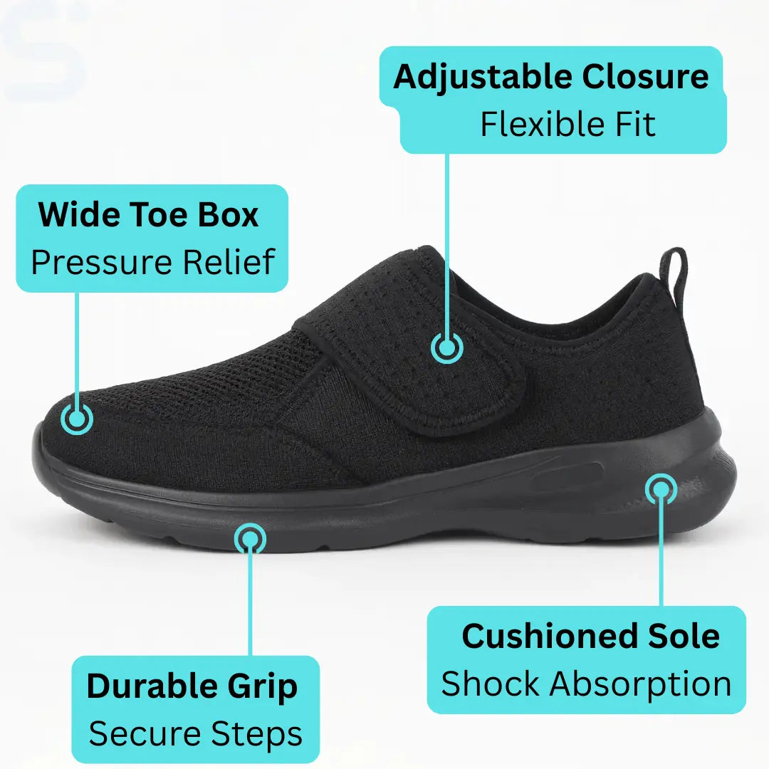 Verstellbare orthopädische Schuhe für geschwollene Füße – Einfaches Anziehen