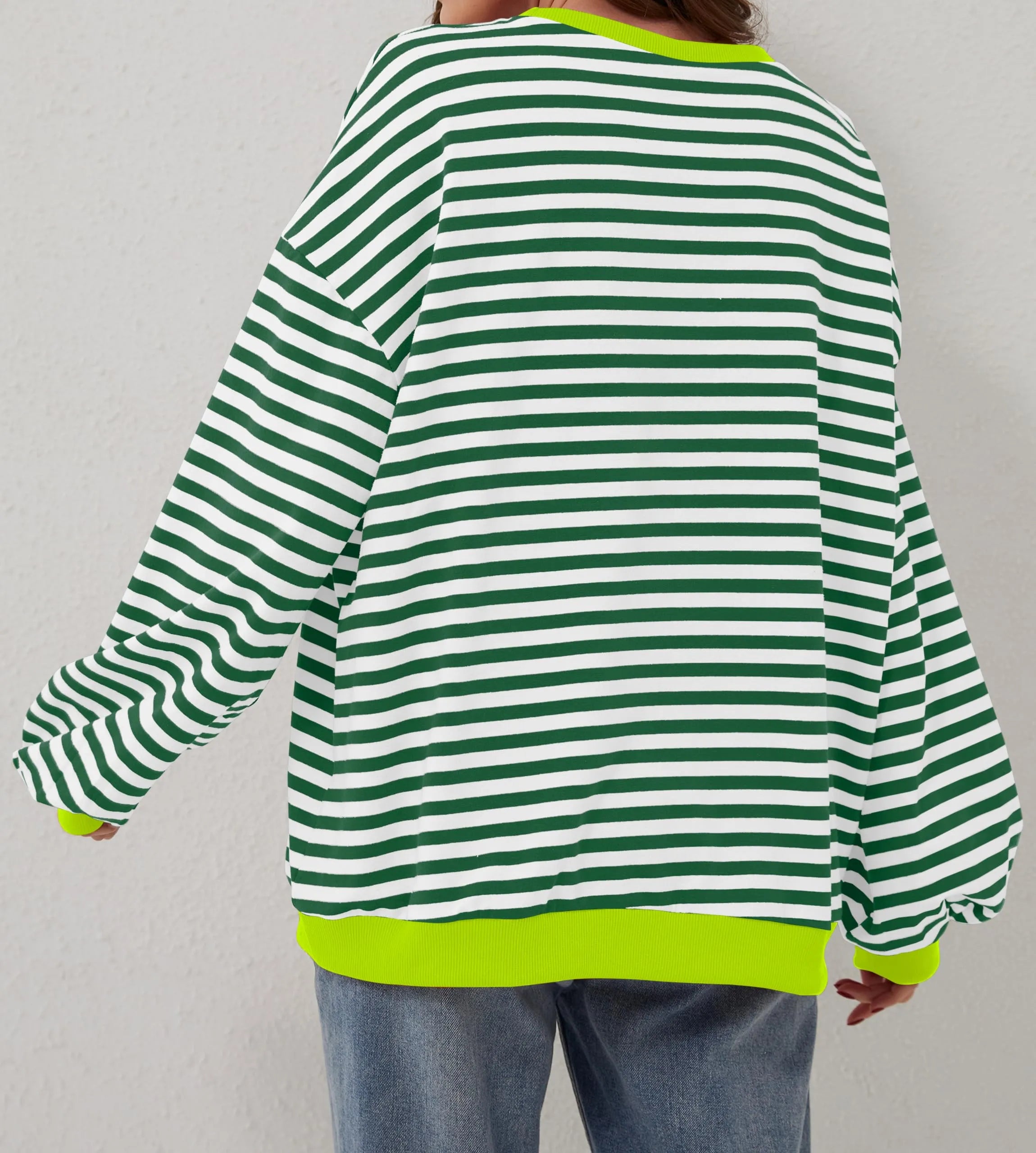 Damen Oversize-Pullover mit Streifen und langen Ärmeln (2 kaufen, kostenloser Versand)