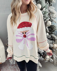 Weihnachtspullover mit Pailletten und Schleife für Damen (2 kaufen, kostenloser Versand)