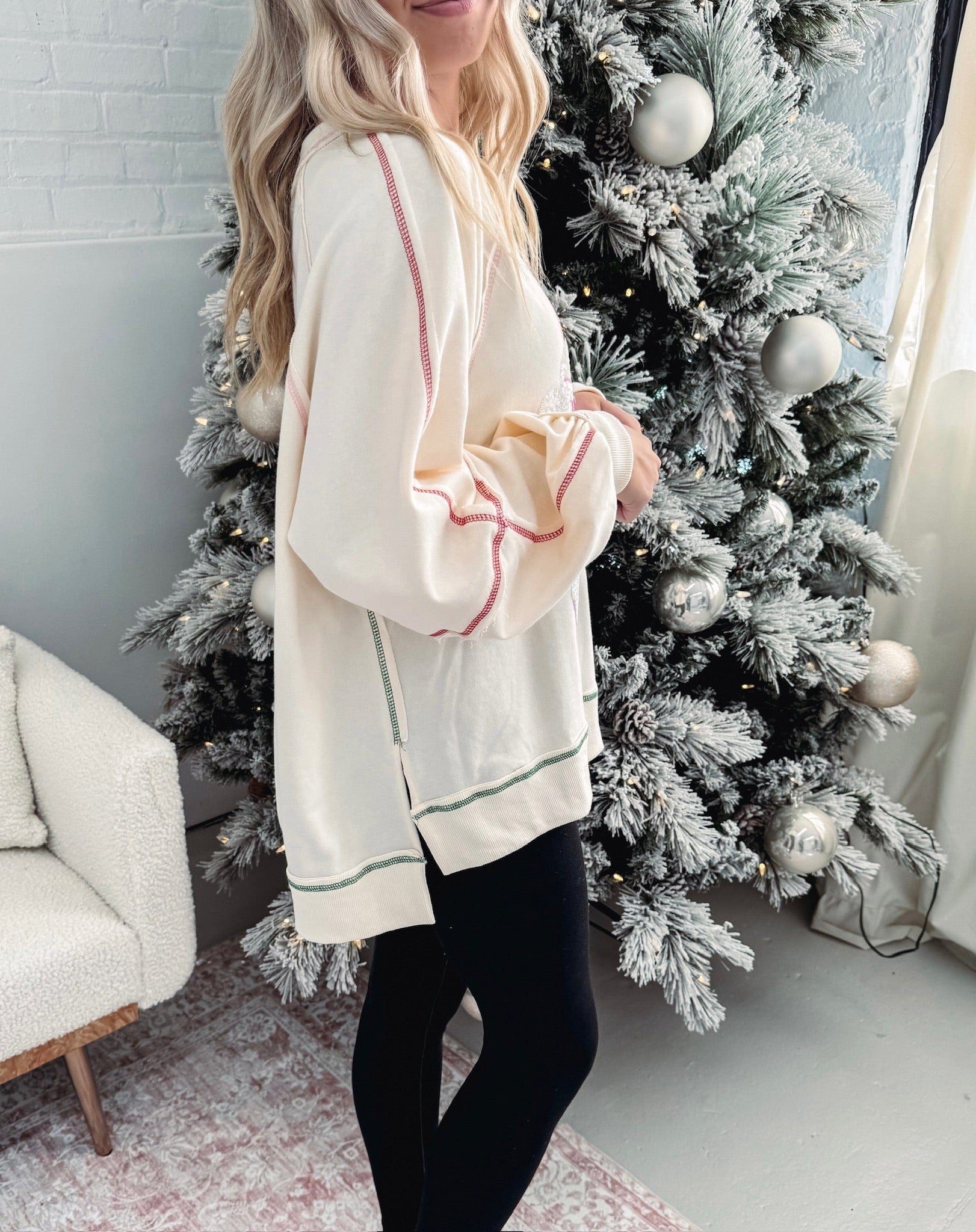 Weihnachtspullover mit Pailletten und Schleife für Damen (2 kaufen, kostenloser Versand)