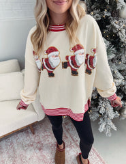 Women's Skating Santa Sequin Pullover (Buy 2 Free Shipping)