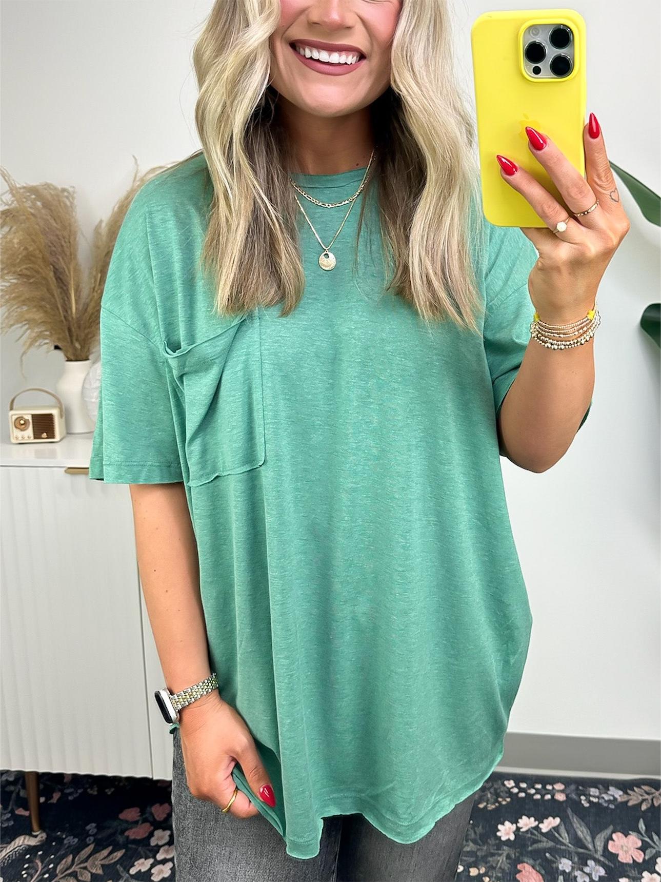 Damen-T-Shirt mit offener Kante, kastenförmiger Schnitt (3 kaufen, kostenloser Versand)