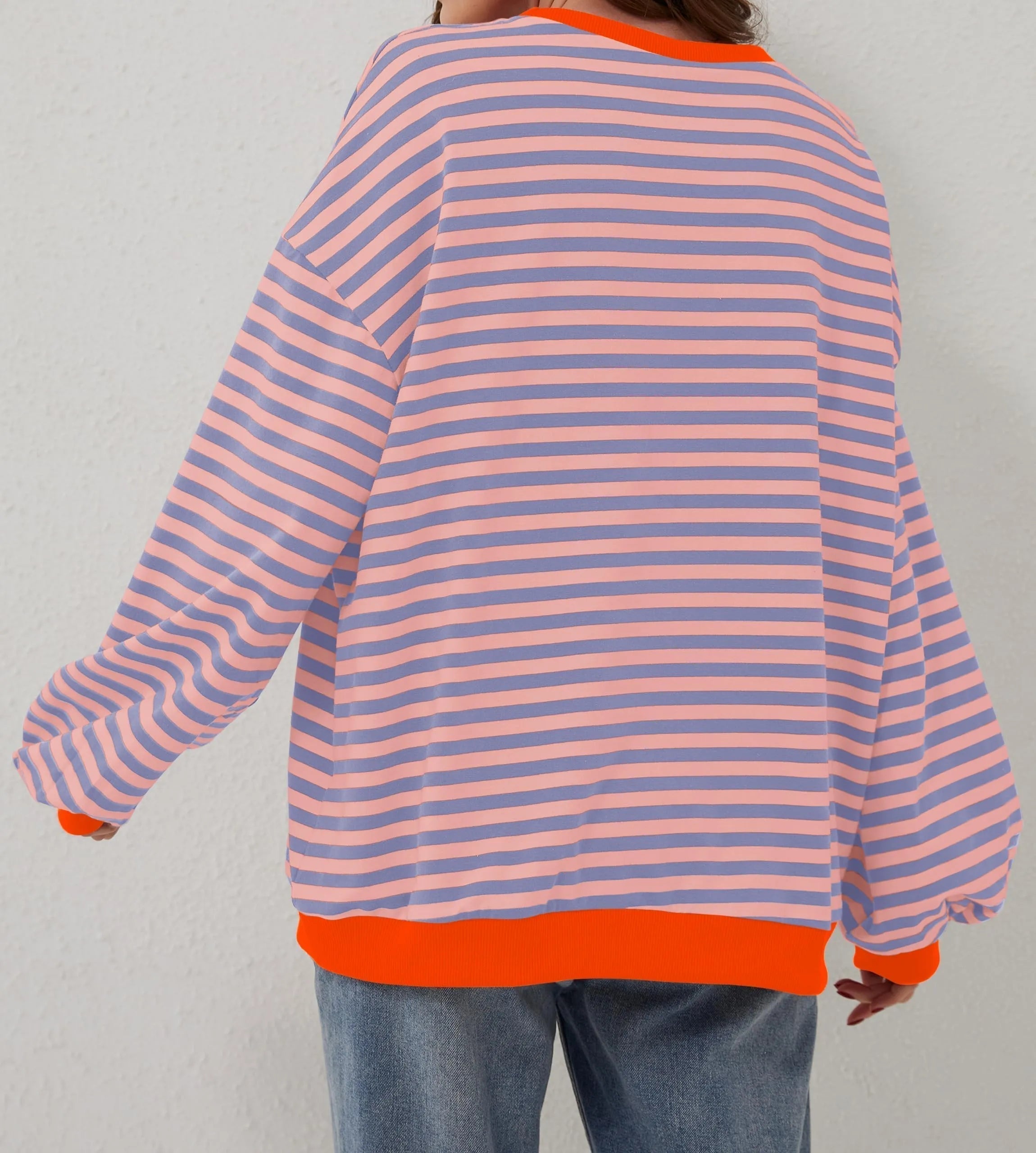 Damen Oversize-Pullover mit Streifen und langen Ärmeln (2 kaufen, kostenloser Versand)