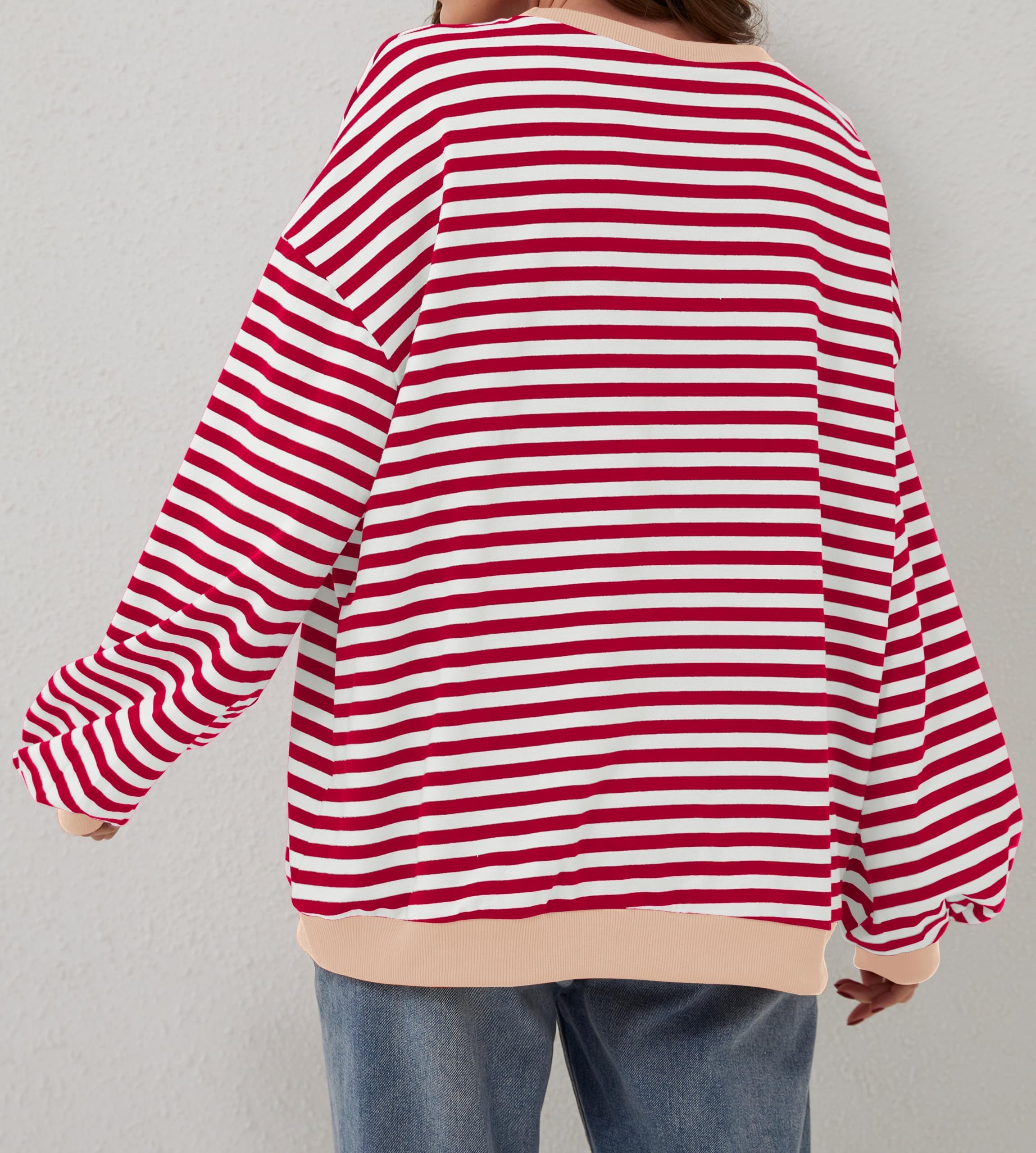 Damen Oversize-Pullover mit Streifen und langen Ärmeln (2 kaufen, kostenloser Versand)