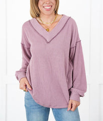 Gerippte Langarm-V-Ausschnitt-Pullover für Damen (2 kaufen, kostenloser Versand)