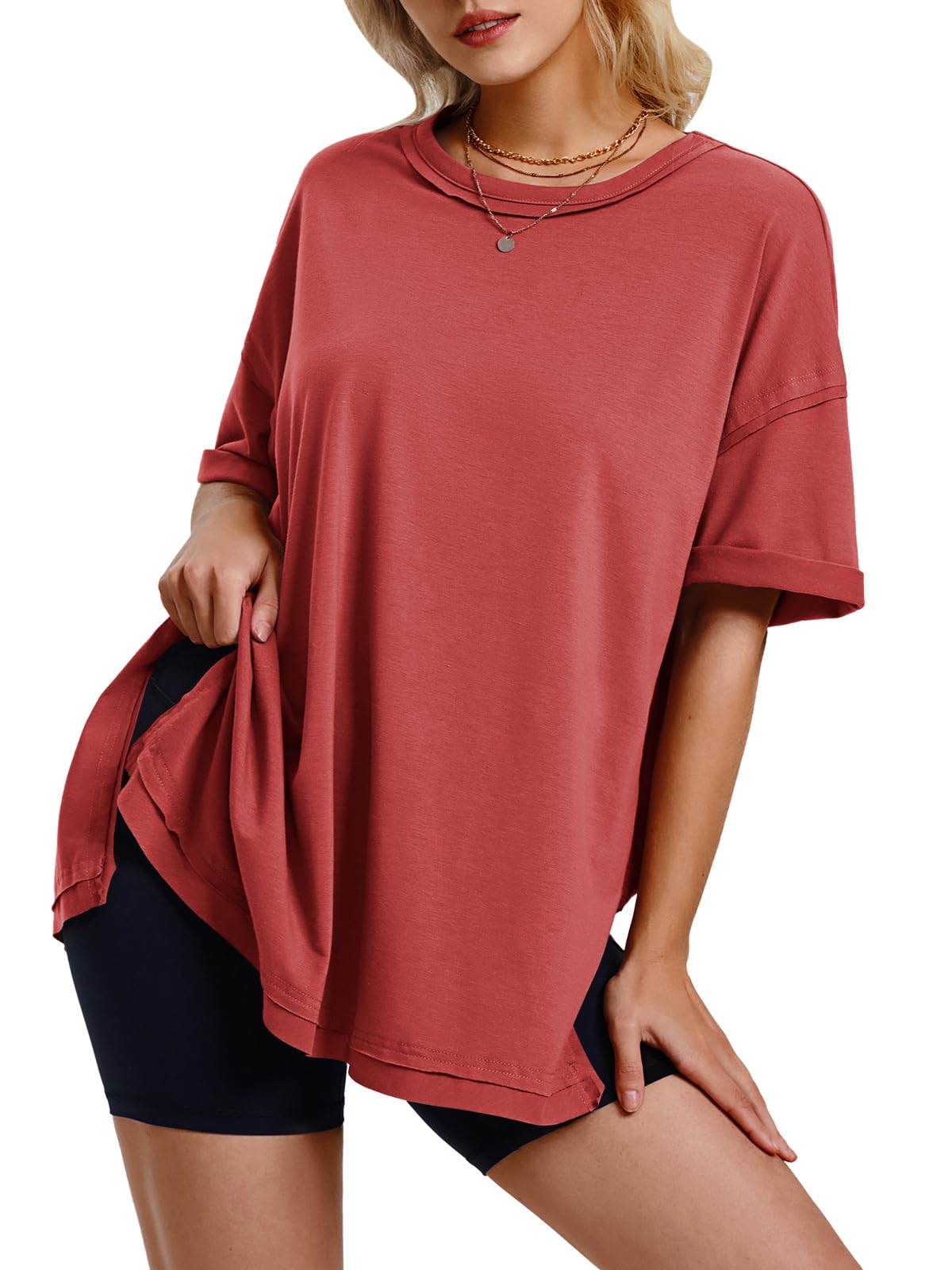 Damen Oversize T-Shirts mit seitlichem Schlitz für den Sommer