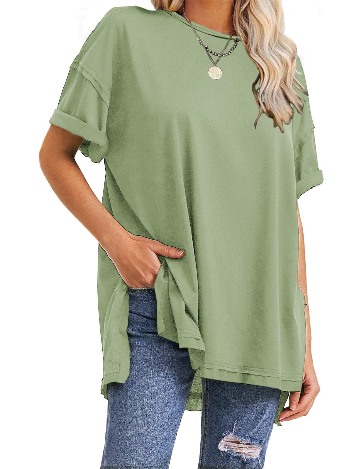 Damen Oversize T-Shirts mit seitlichem Schlitz für den Sommer